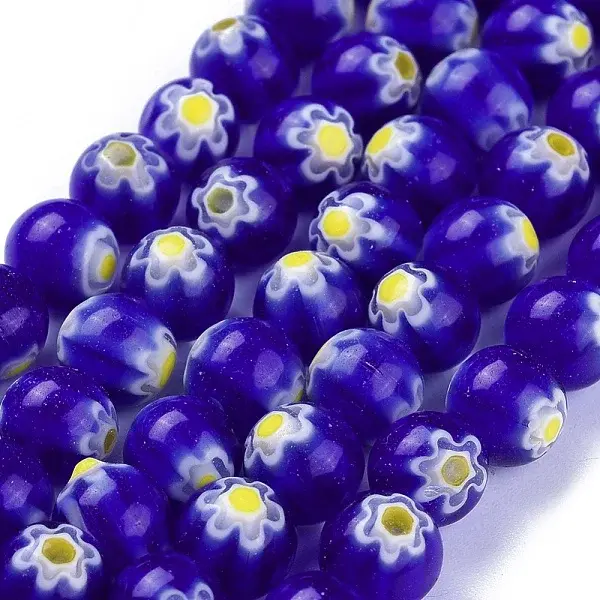 Round Millefiori Glass Beads Strands