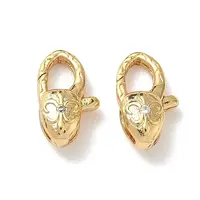 Oval Brass Micro Pave Cubic Zirconia Lobster Claw Clasps