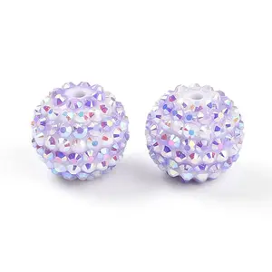 Stripe Pattern Resin AB Rhinestone Round Beads