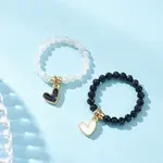 Natural Black Tourmaline & Rainbow Moonstone Beads Finger Rings