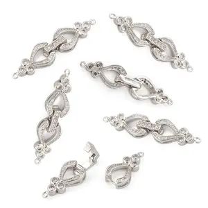 Brass Micro Pave Cubic Zirconia Fold Over Clasps