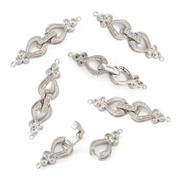 Brass Micro Pave Cubic Zirconia Fold Over Clasps