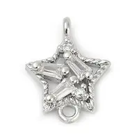 Brass Clear Cubic Zirconia Connector Charms