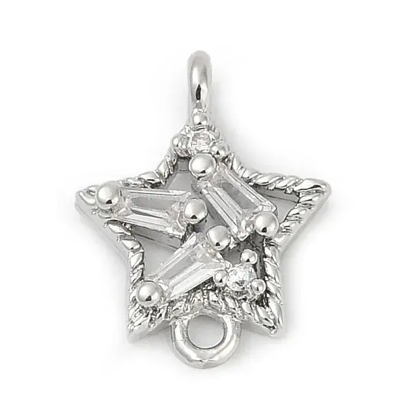 Brass Clear Cubic Zirconia Connector Charms