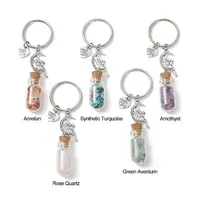5Pcs 5 Styles Glass Wishing Bottle Pendant Keychains