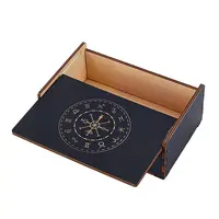 1Pc Rectangle Engraved Wooden Sliding Lid Boxes