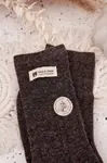 Aura.via teplé vlněné ponožky s nášivkou tmavě hnědé