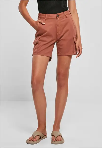 Women's Terracotta Cargo Shorts with High Waist