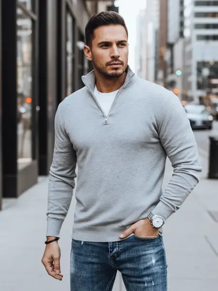 Pánský svetr s límcem na zip