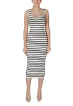 Pruhované midi šaty s ramínky