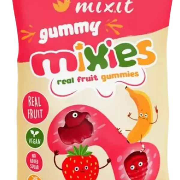MIXIT Gummy Mixies Jahoda & banán - přírodní želé bonbóny 35 g