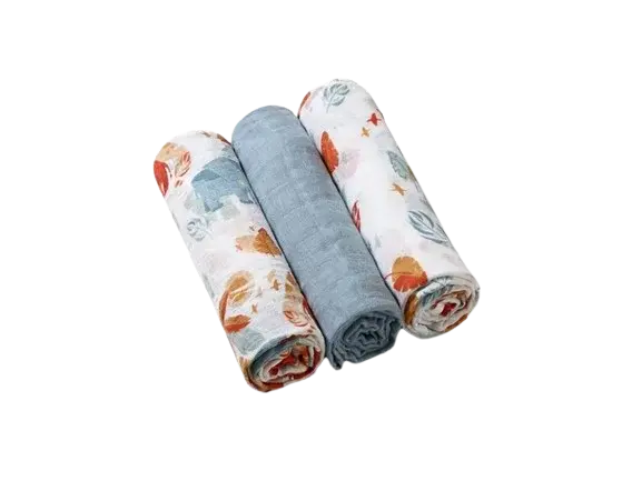 BABYONO Pleny mušelínové Super soft - modrá 3 ks