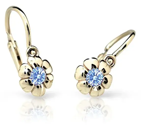 Cutie Jewellery Detské náušnice zo žltého zlata C2151-10-X-1 svetlo modrá