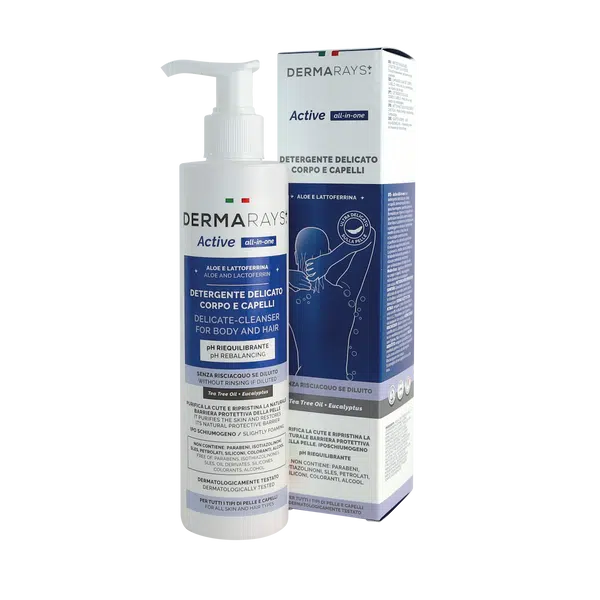 DERMARAYS ACTIVE ALL-IN-ONE jemný čisticí přípravek na tělo a vlasy 250 ml