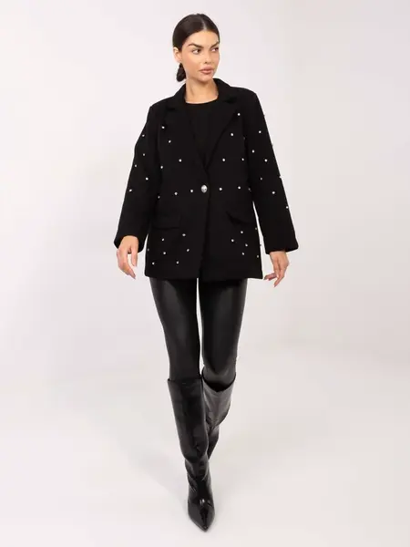 Černé sako s perličkami