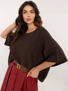Tmavě hnědý krátký oversize svetr