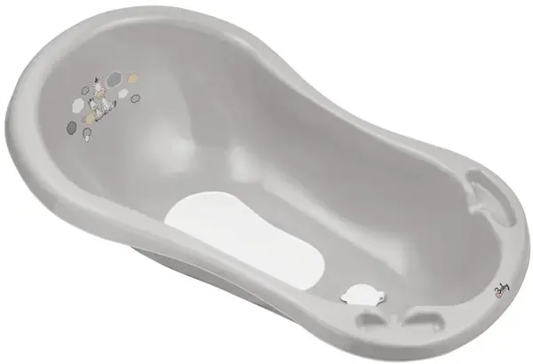 Maltex Dětská vanička Zebra s výpustem a protiskluzovou podložkou, 84 cm - šedá