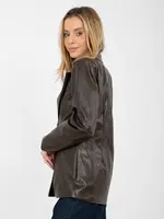 Dámsky kožený sako v tmavohnedej farbe