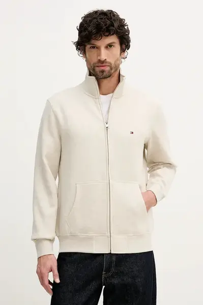 Mikina Tommy Hilfiger pánská, béžová barva, hladká, MW0MW41759