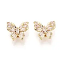 Brass Micro Pave Cubic Zirconia Beads