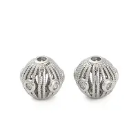 Brass Micro Pave Cubic Zirconia Beads