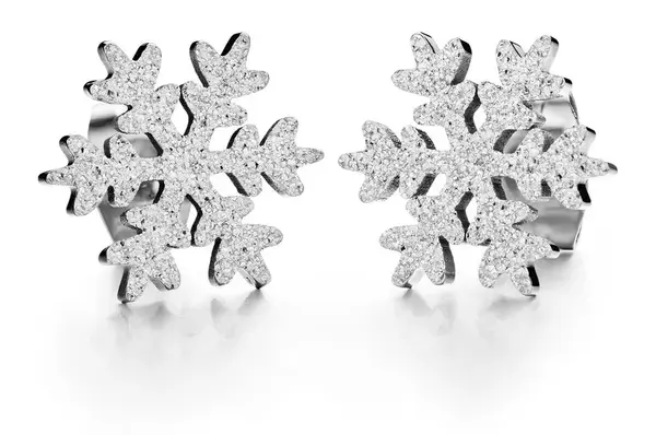 Troli Náušnice s trblietkami z ocele Snehová vločka KE-013