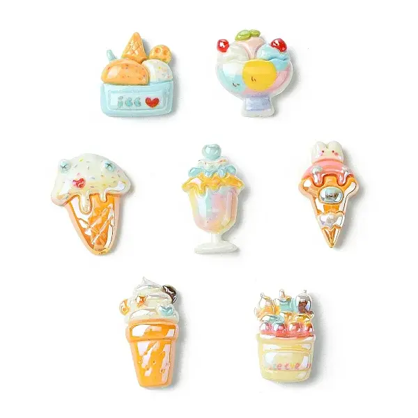 21Pcs 7 Styles Electroplated Resin Beads