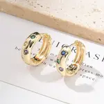 Brass Micro Pave Cubic Zirconia Hoop Earrings