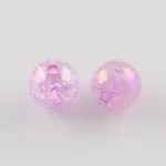 Bubblegum AB Color Transparent Crackle Acrylic Round Beads