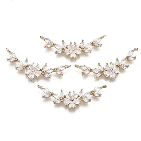 Brass Micro Pave Cubic Zirconia Links Connectors