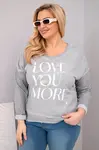 Kesi Włoski Dámská blůza Plus Size s potiskem Love You More šedá