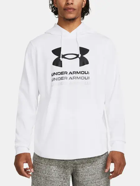 Biela športová mikina Under Armour UA Rival Terry Graphic Hood