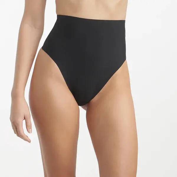 DIM INVISIBLE MID WAIST THONG - čierne nohavičky