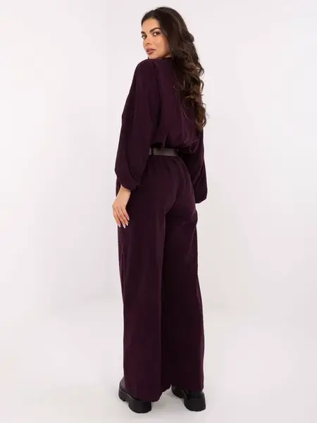Tmavě fialové kalhoty s páskem