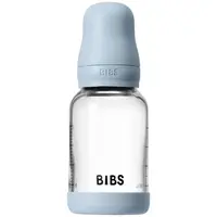BIBS Baby Glass Bottle Silicone antikoliková fľaša so silikónovým náustkom Baby Blue 120 ml
