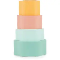 Bieco Silicone Stacking Tower Flower aktivity hračka 12 m+ Tropical Vibes 4 ks