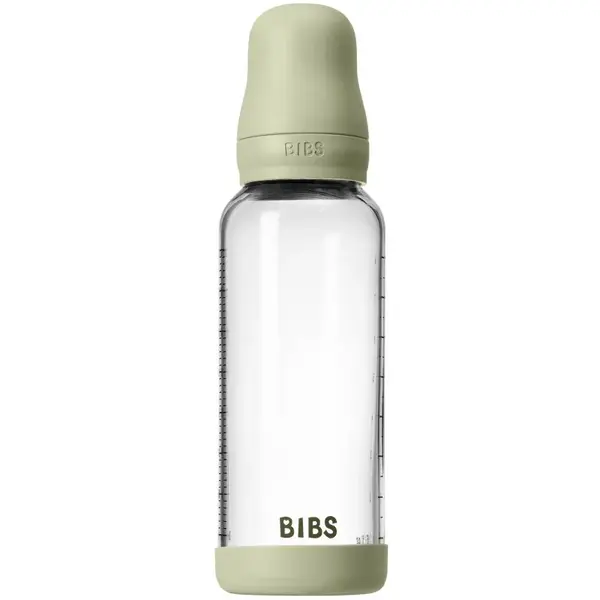 BIBS Baby Glass Bottle Round Latex antikoliková fľaša Sage 240 ml