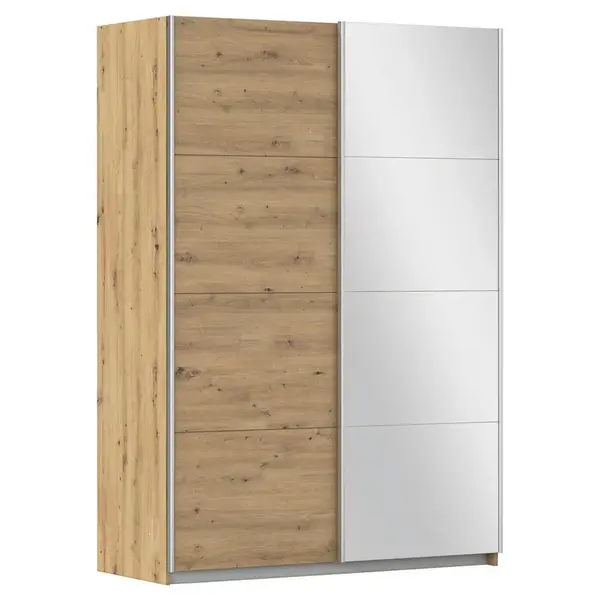 Rauch Möbel SKŘÍŇ S POSOUVACÍMI DVEŘMI, barvy stříbra, dub artisan, 136/197/61 cm