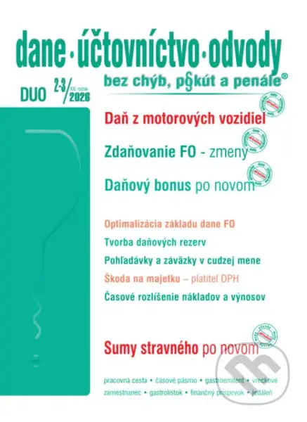 Dane účtovníctvo odvody 2-3/2026 - Daň z motorových vozidiel - kniha z kategorie Daně
