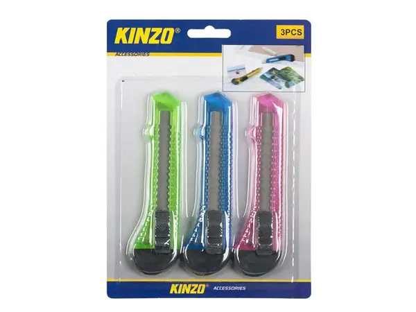 Nůž odlamovací KINZO 9196 sada 3ks - rozbaleno / poškozený obal (přelepeno)