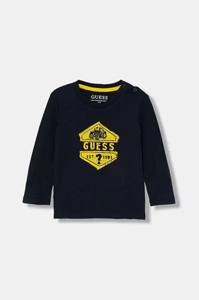 Dětské bavlněné tričko s dlouhým rukávem Guess