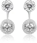 Beneto Luxusní stříbrné náušnice 2v1 s krystaly AGUP1172