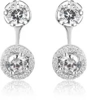 Beneto Luxusní stříbrné náušnice 2v1 s krystaly AGUP1172