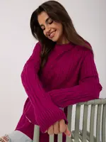 Tmavě fialový delší svetr