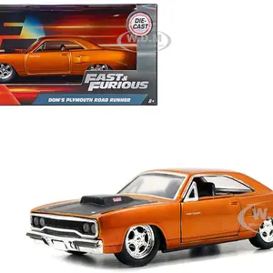 Doms Plymouth Road Runner Orange Metallic with Matt Black Hood "Fast &amp; Furious" Series 1/32 Diecast Model Car by Jada