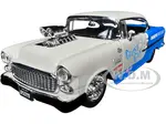 1955 Chevrolet Bel Air "Ghost Gas - Mikes Speed Equip" Light Gray and Blue "Bigtime Muscle" Series 1/24 Diecast Model Car by Jada