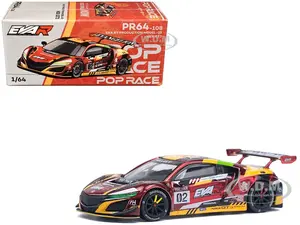 Honda NSX GT3 EVO22 02 Red Metallic "EVA RT Production Model-02" 1/64 Diecast Model Car by Pop Race