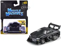 1999 Nissan Skyline GT-R (R34) 5 "Liberty Walk" Matt Black 1/64 Diecast Model Car by Muscle Machines