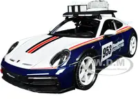 Porsche 911 Dakar 953 "Roughroads Porsche" Blue and White with Stripes and Roof Rack "Race" Series 1/24 Diecast Model Car by Bburago