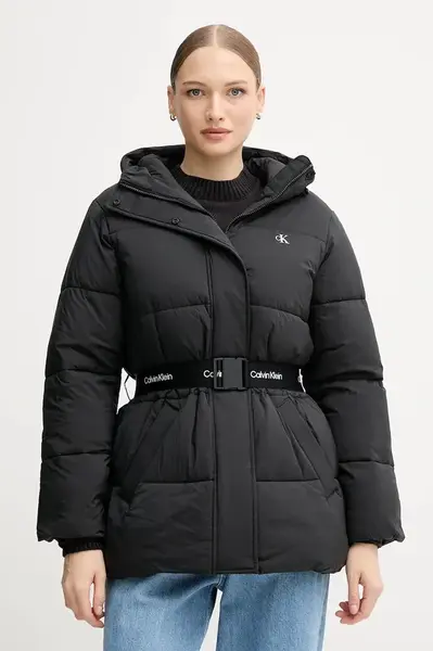 Bunda Calvin Klein Jeans černá barva, zimní, LV047D507G